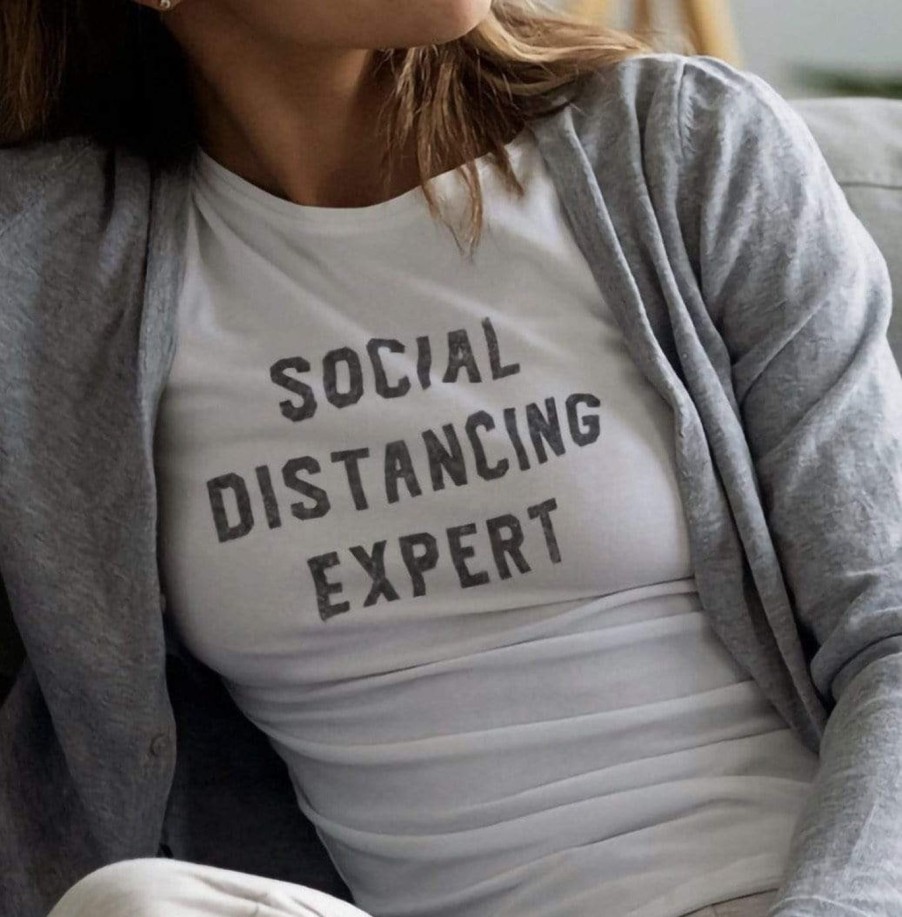 Nayked Apparel Women'S Ridiculously Soft 100% Cotton Graphic Tee | Social Distancing Expert