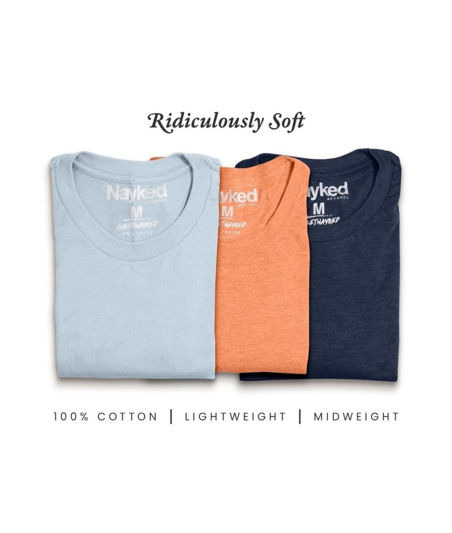 Nayked Apparel Men'S 3Pk Tri-Nayked Short Sleeve Crew Neck T-Shirts