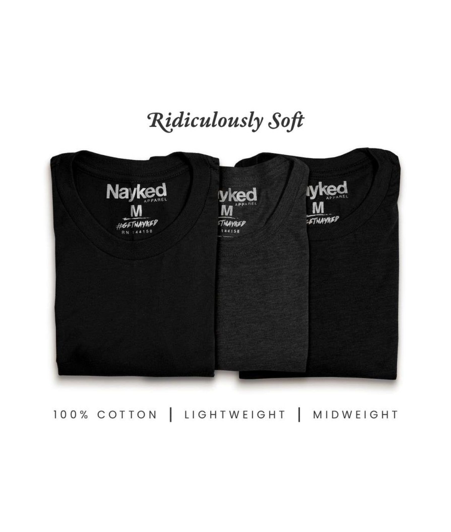 Nayked Apparel Men'S 3Pk Tri-Nayked Short Sleeve Crew Neck T-Shirts