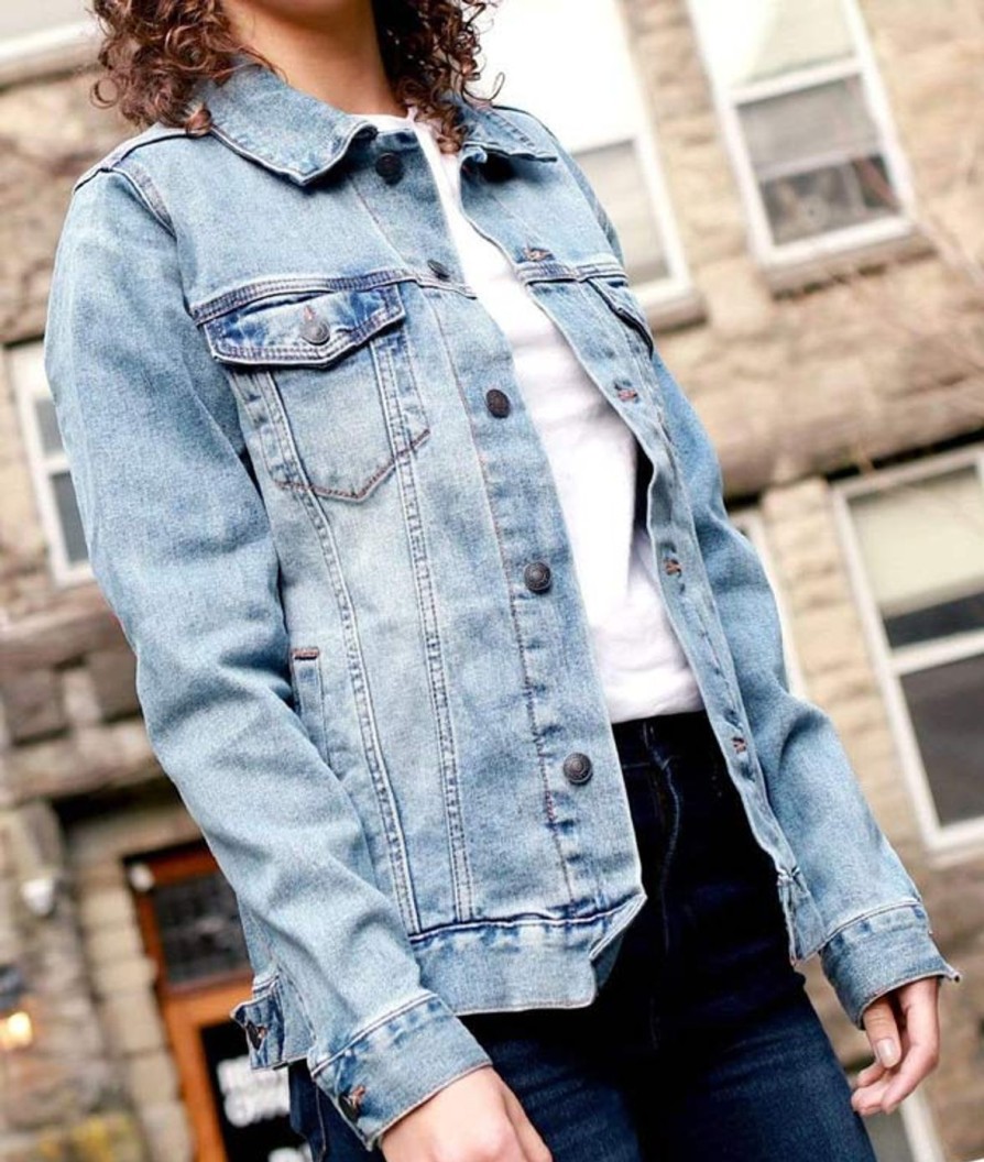 Nayked Apparel Women'S Soft Oversized Vintage Denim Jacket