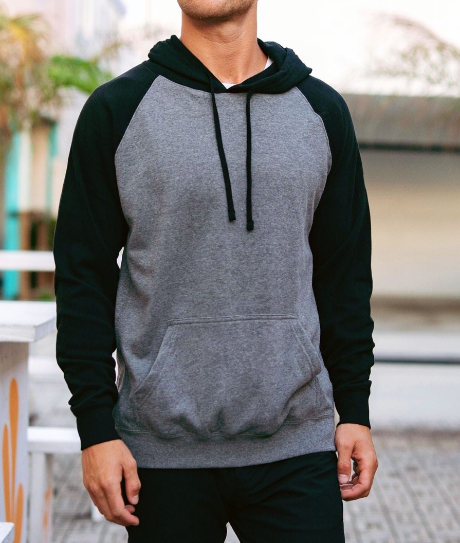 Nayked Apparel Men'S Ridiculously Soft Midweight Raglan Colorblocked Hooded Sweatshirt