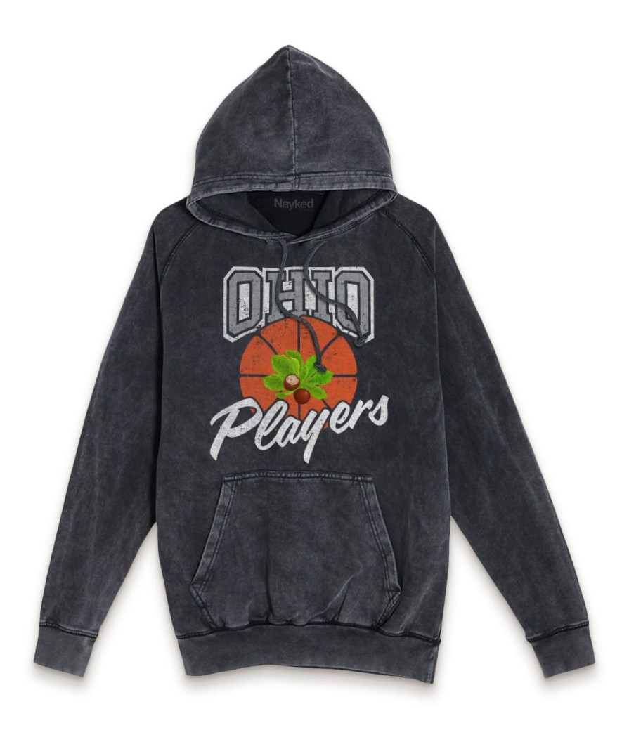 Nayked Apparel Men'S Vintage Raglan Graphic Hoodie | Ohio Players (Buckeye Leaf)