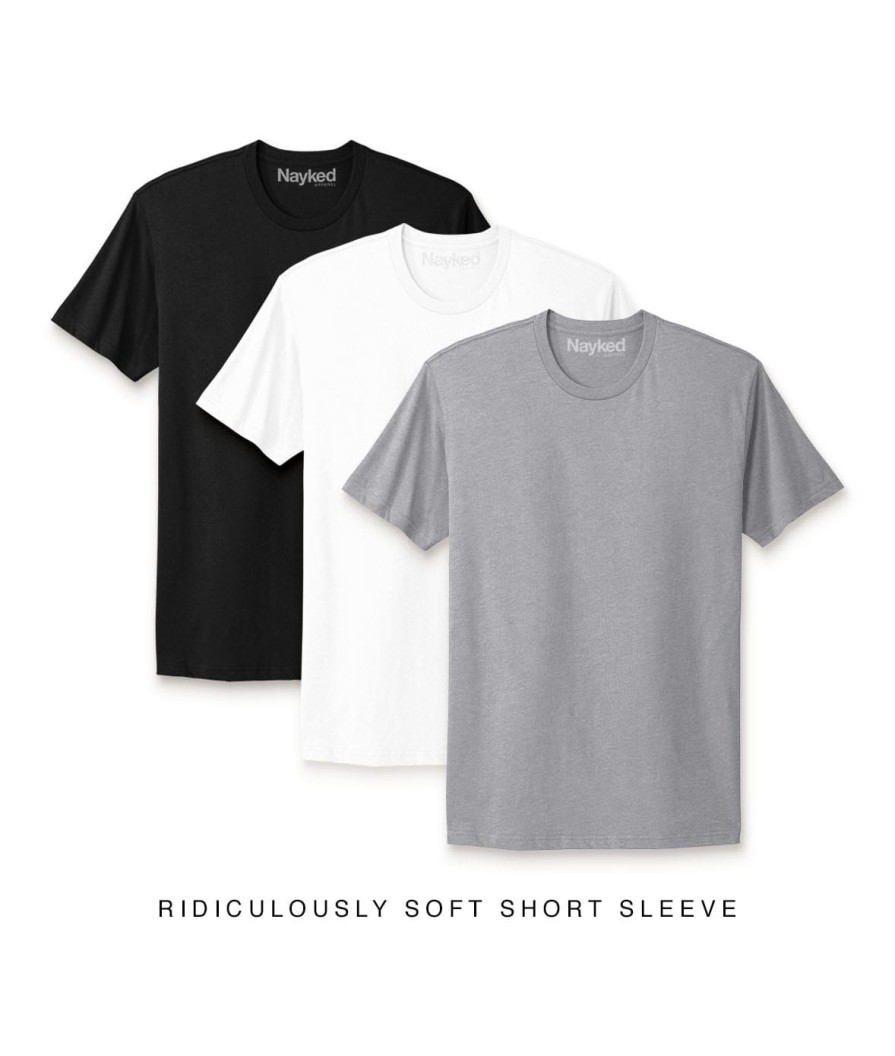 Nayked Apparel Men'S 3Pk Ridiculously Soft Short Sleeve Crew Neck 100% Cotton T-Shirt Favorites