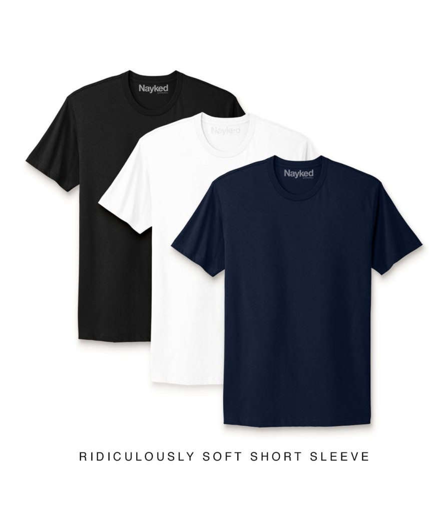 Nayked Apparel Men'S 3Pk Ridiculously Soft Short Sleeve Crew Neck 100% Cotton T-Shirt Favorites