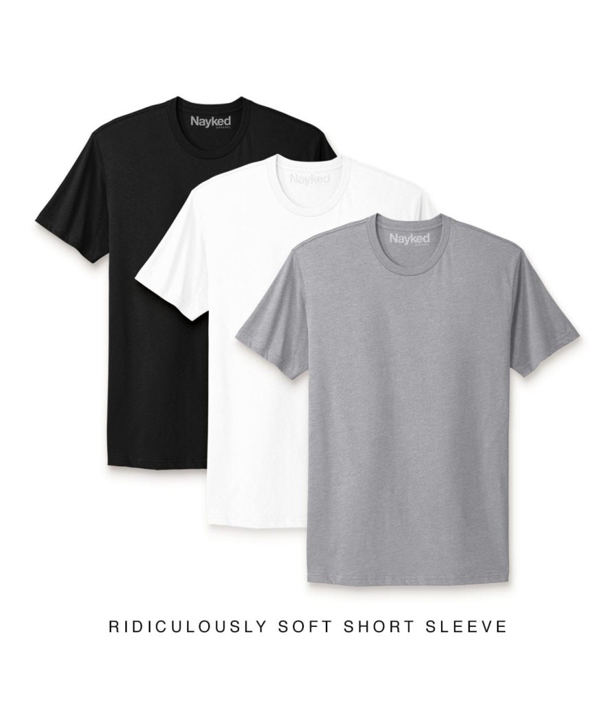 Nayked Apparel Men'S 3Pk Ridiculously Soft Short Sleeve Crew Neck 100% Cotton T-Shirt Favorites