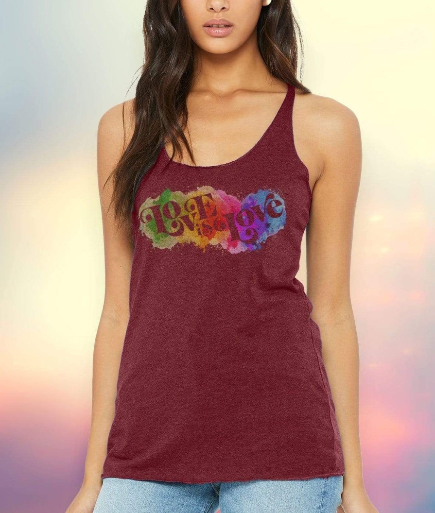 Nayked Apparel Women'S Ridiculously Soft Lightweight Graphic Racerback Tank | Love Is Love