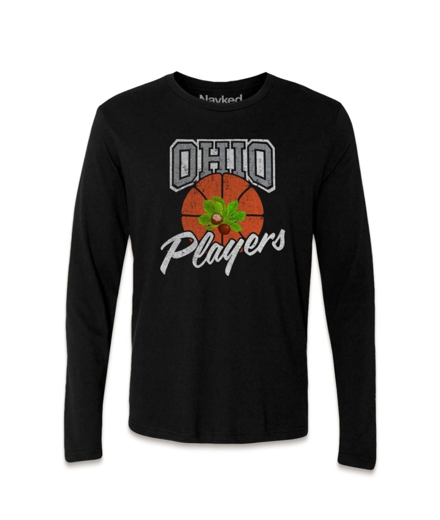 Nayked Apparel Men'S Ridiculously Soft 100% Cotton Long Sleeve Graphic Tee | Ohio Players (Buckeye Leaf)