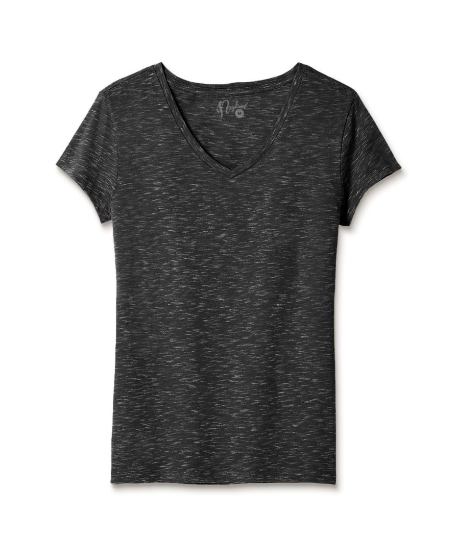 Nayked Apparel Women'S Soft Lightweight Marled V-Neck T-Shirt