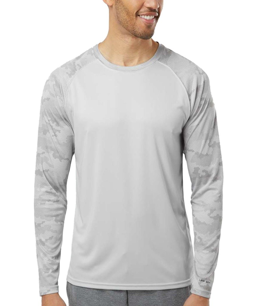 Nayked Apparel Men'S Cayman Performance Upf Camo Colorblock Long Sleeve T-Shirt