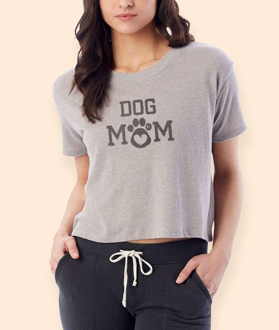 Nayked Apparel Women'S Ridiculously Soft Vintage Crop Graphic Tee | Dog Mom