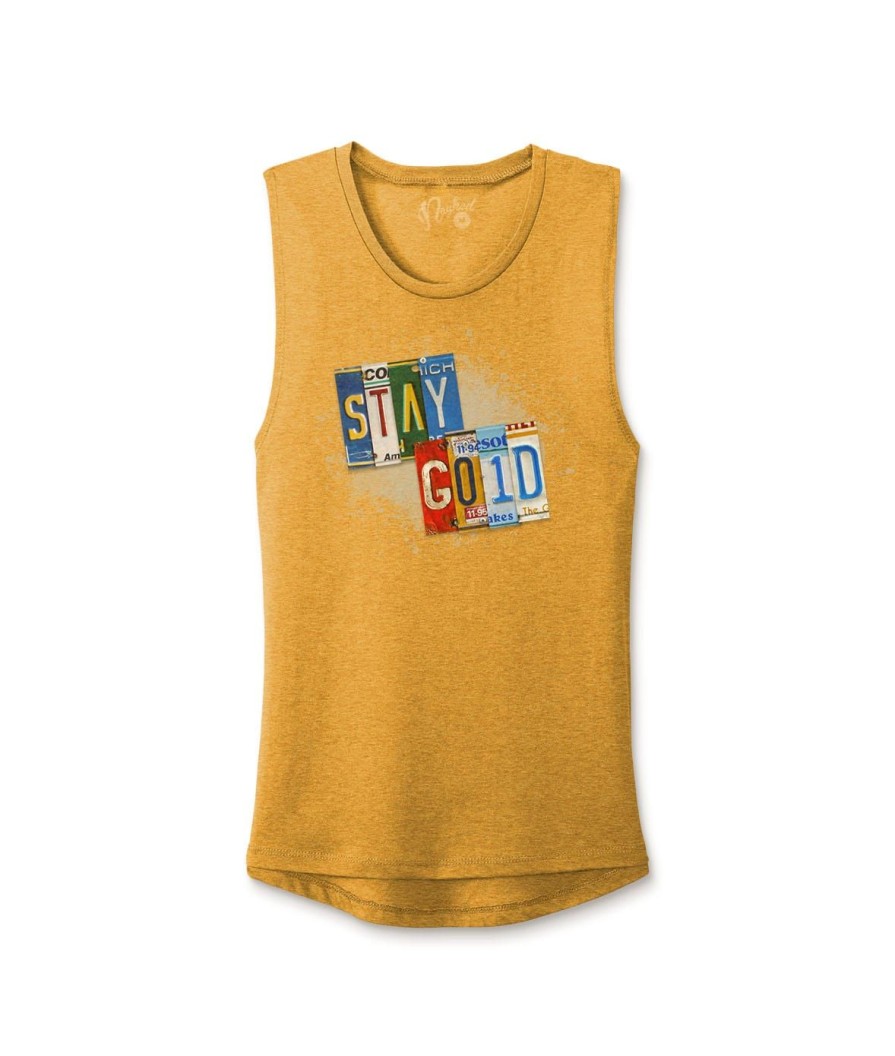 Nayked Apparel Women'S Ridiculously Soft Festival Graphic Muscle Tank | Stay Gold