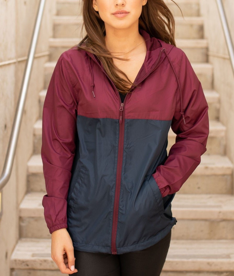 Nayked Apparel Women'S Soft Lightweight Oversized Full-Zip Windbreaker Jacket