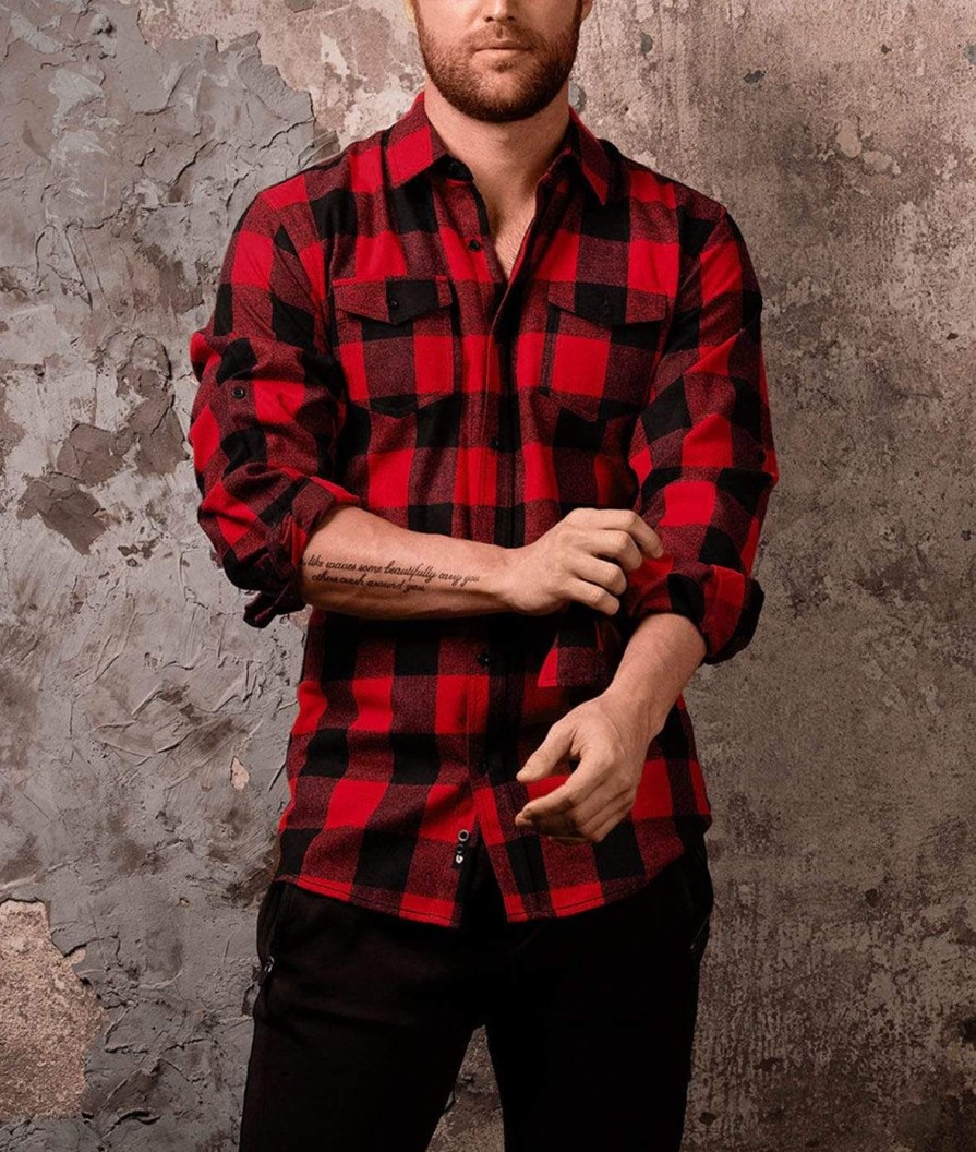 Nayked Apparel Men'S Ridiculously Soft Button Down Plaid Flannel Shirt