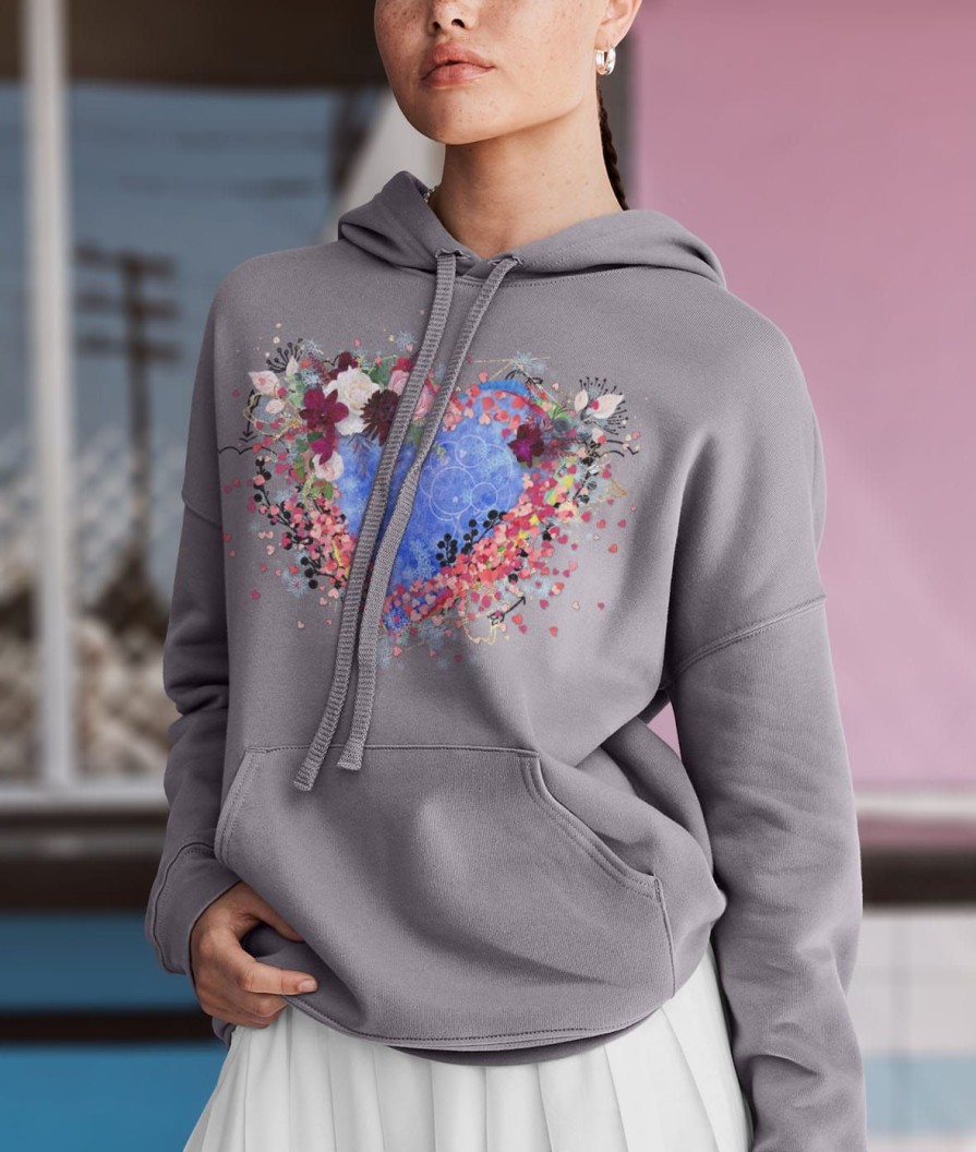 Nayked Apparel Women'S Ridiculously Soft Oversized Graphic Fleece Hoodie | Heart Art