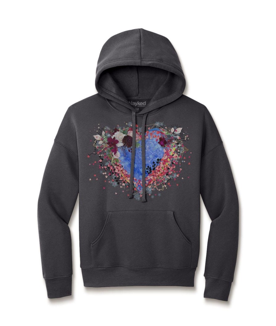 Nayked Apparel Women'S Ridiculously Soft Oversized Graphic Fleece Hoodie | Heart Art