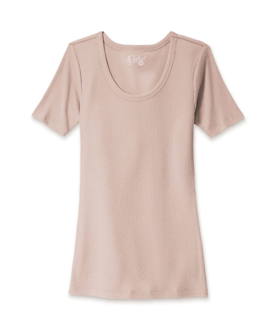 Nayked Apparel Women'S Ridiculously Soft Ribbed Scoop Neck Tee