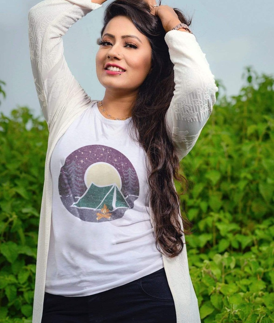 Nayked Apparel Women'S Ridiculously Soft Graphic Tee | Campfire