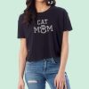 Nayked Apparel Women'S Ridiculously Soft Vintage Crop Graphic Tee | Cat Mom