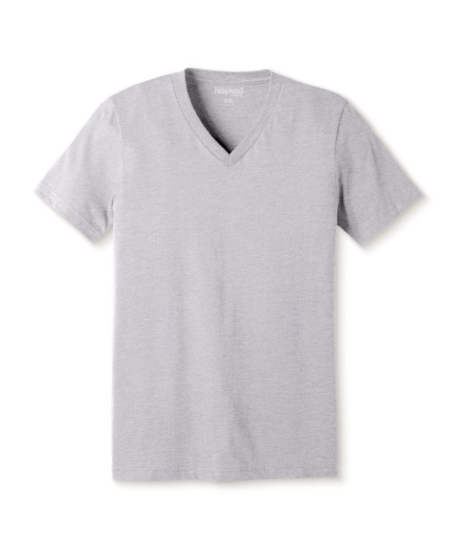 Nayked Apparel Men'S Classic Soft Heathered Big Short Sleeve V-Neck T-Shirt