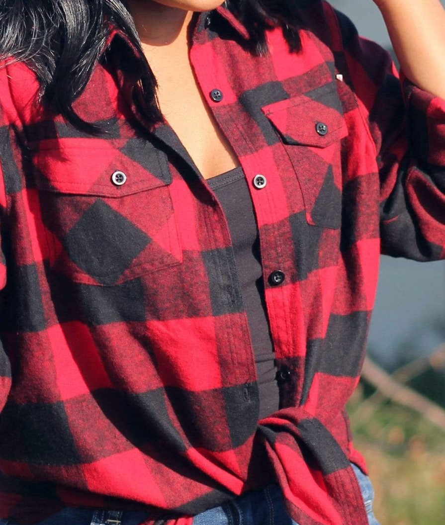 Nayked Apparel Women'S Ridiculously Soft Flannel Boyfriend Shirt