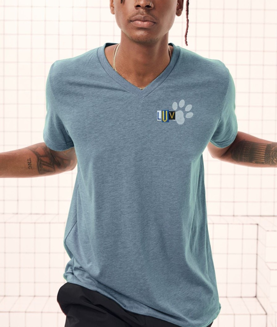 Nayked Apparel Men'S Ridiculously Soft Lightweight V-Neck Graphic Tee | Luv Paw Print