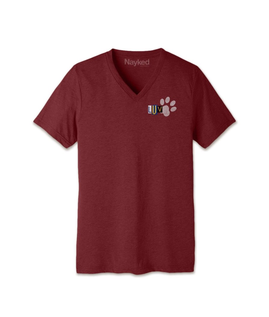 Nayked Apparel Men'S Ridiculously Soft Lightweight V-Neck Graphic Tee | Luv Paw Print