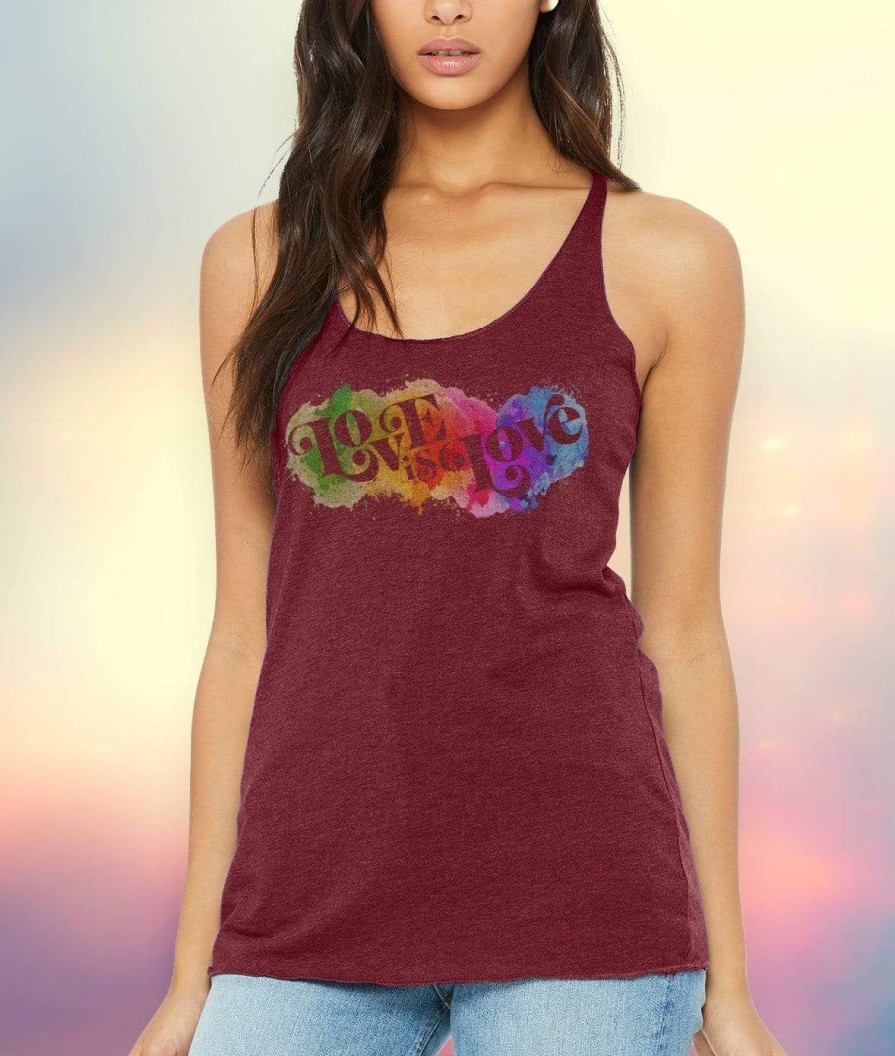 Nayked Apparel Women'S Ridiculously Soft Lightweight Graphic Racerback Tank | Love Is Love