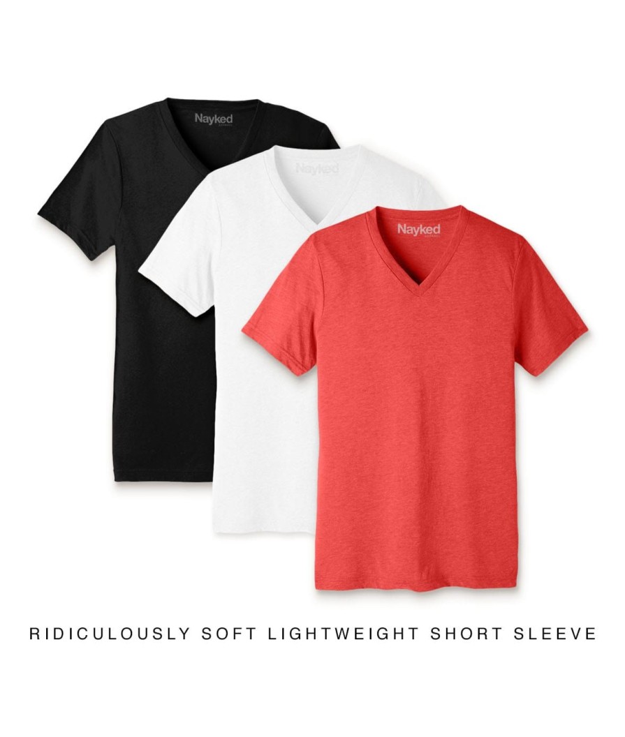 Nayked Apparel Men'S 3Pk Ridiculously Soft Lightweight V-Neck T-Shirt Favorites