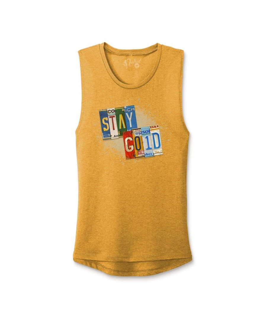 Nayked Apparel Women'S Ridiculously Soft Festival Graphic Muscle Tank | Stay Gold