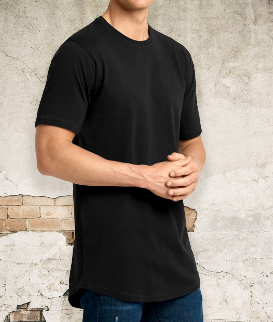 Nayked Apparel Men'S Ridiculously Soft Curved Hem Longline T-Shirt