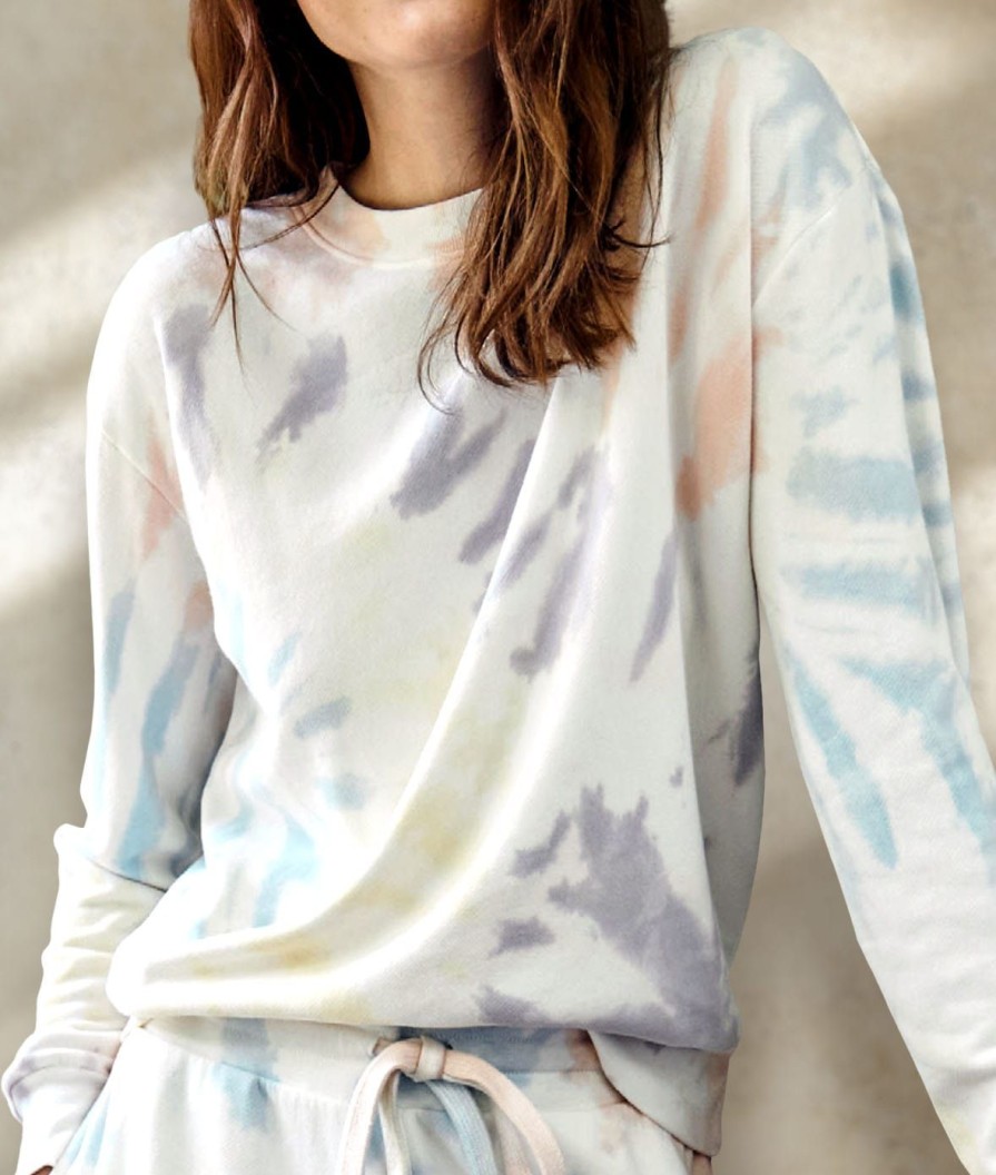 Nayked Apparel Women'S Soft Tie Dye Recycled Washed Terry Pullover Sweatshirt