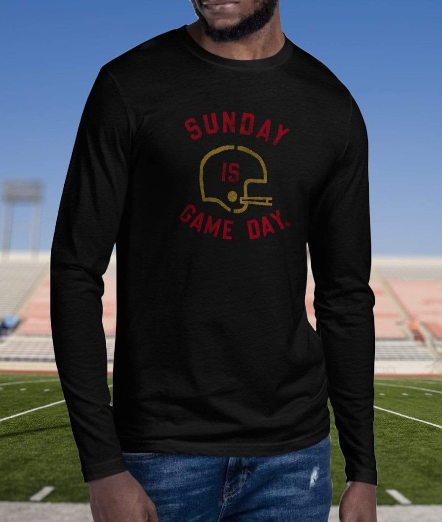 Nayked Apparel Men'S Ridiculously Soft Cotton Long Sleeve Graphic Tee | Sunday Is Game Day