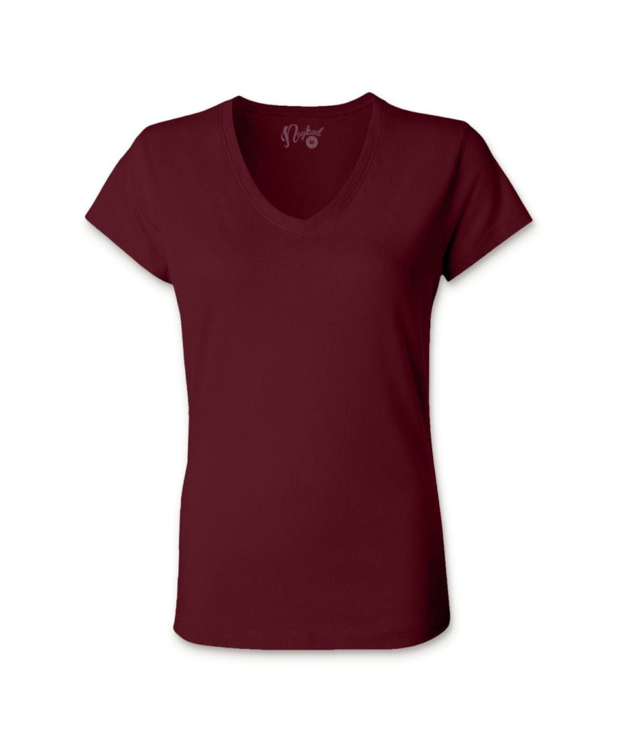 Nayked Apparel Women'S Ridiculously Soft 100% Cotton Fitted V-Neck T-Shirt