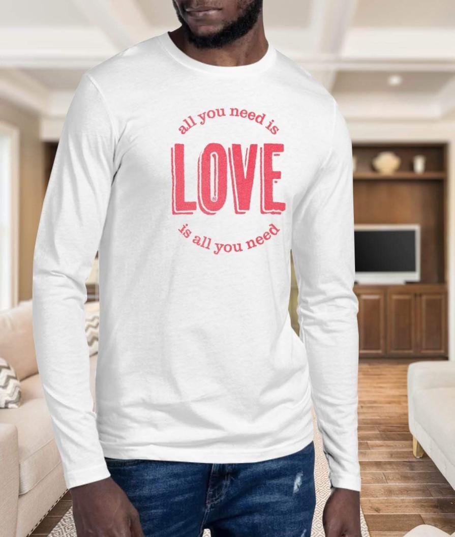 Nayked Apparel Men'S Ridiculously Soft Cotton Long Sleeve Graphic Tee | All You Need Is Love