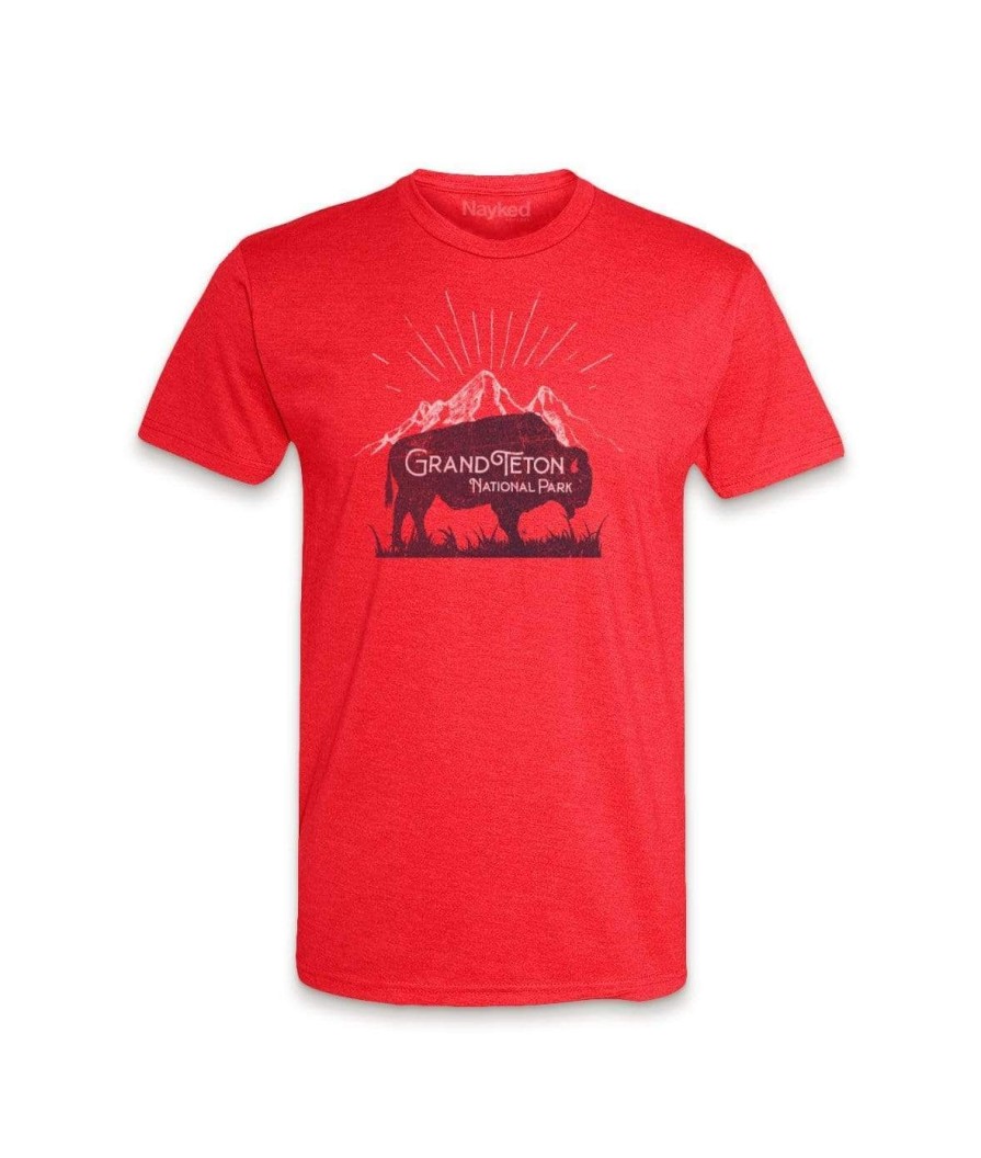 Nayked Apparel Men'S Ridiculously Soft Midweight Graphic Tee | Grand Teton National Park