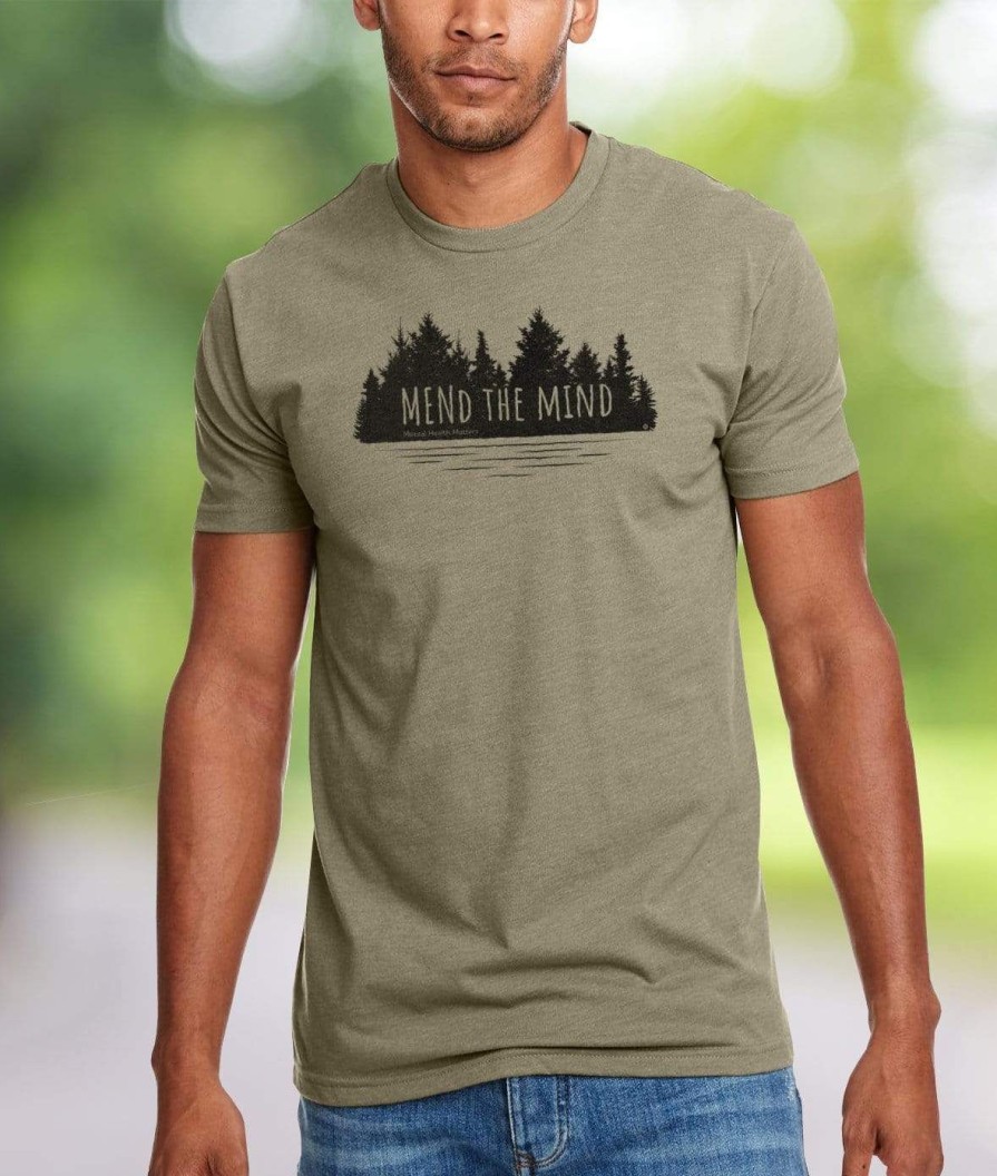 Nayked Apparel Ridiculously Soft Crew Neck Graphic T-Shirt | Mend The Mind-Treeline And Lake Graphic