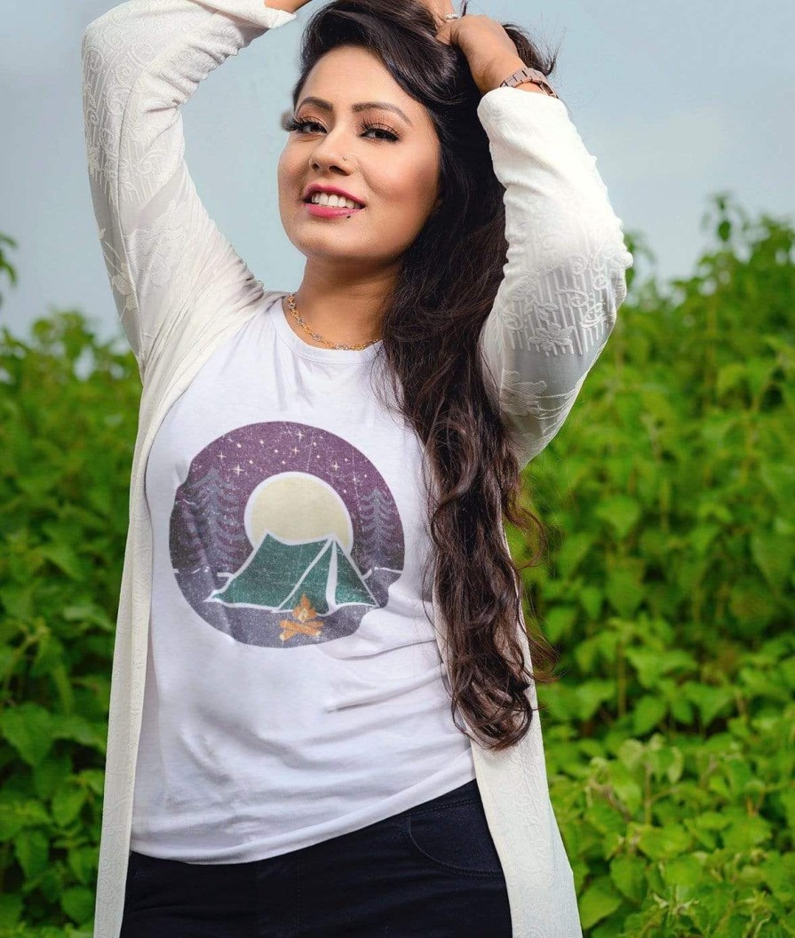 Nayked Apparel Women'S Ridiculously Soft Graphic Tee | Campfire