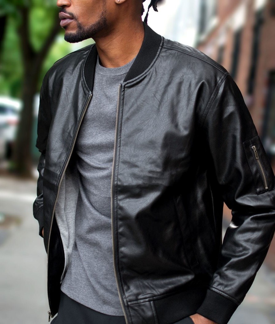 Nayked Apparel Vegan Leather Recycled Bomber Jacket