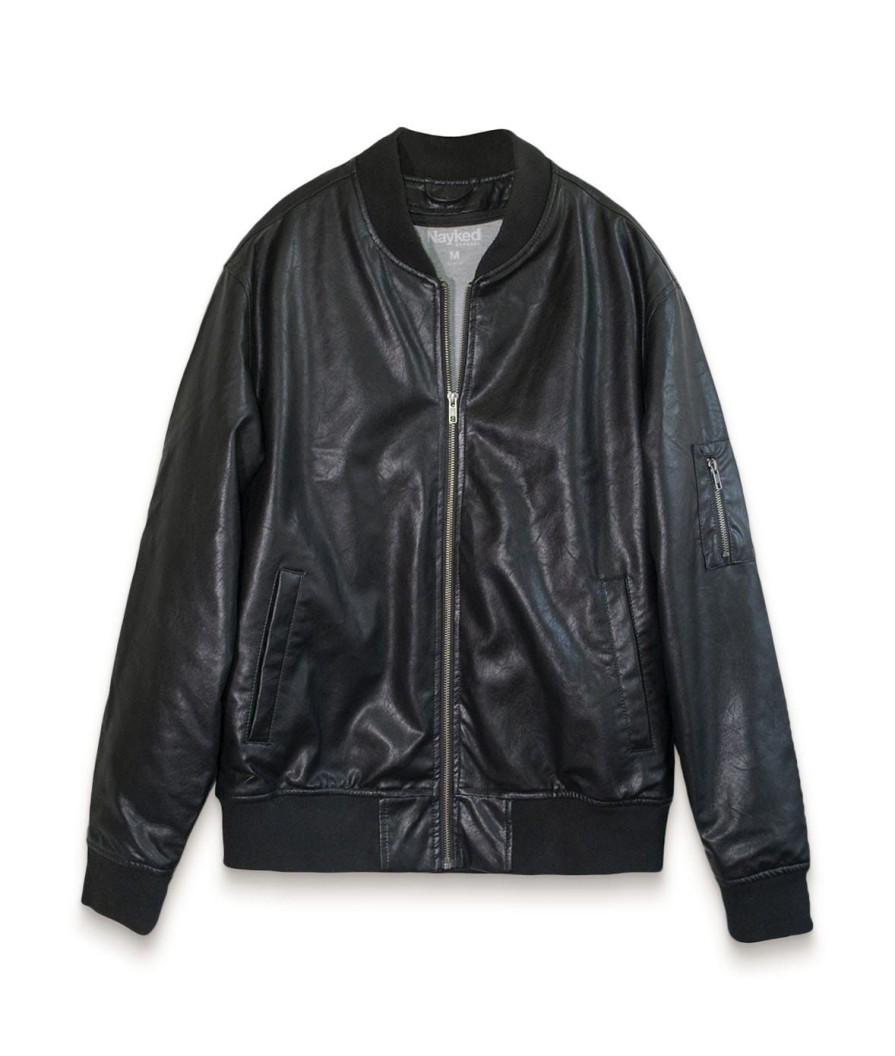 Nayked Apparel Vegan Leather Recycled Bomber Jacket