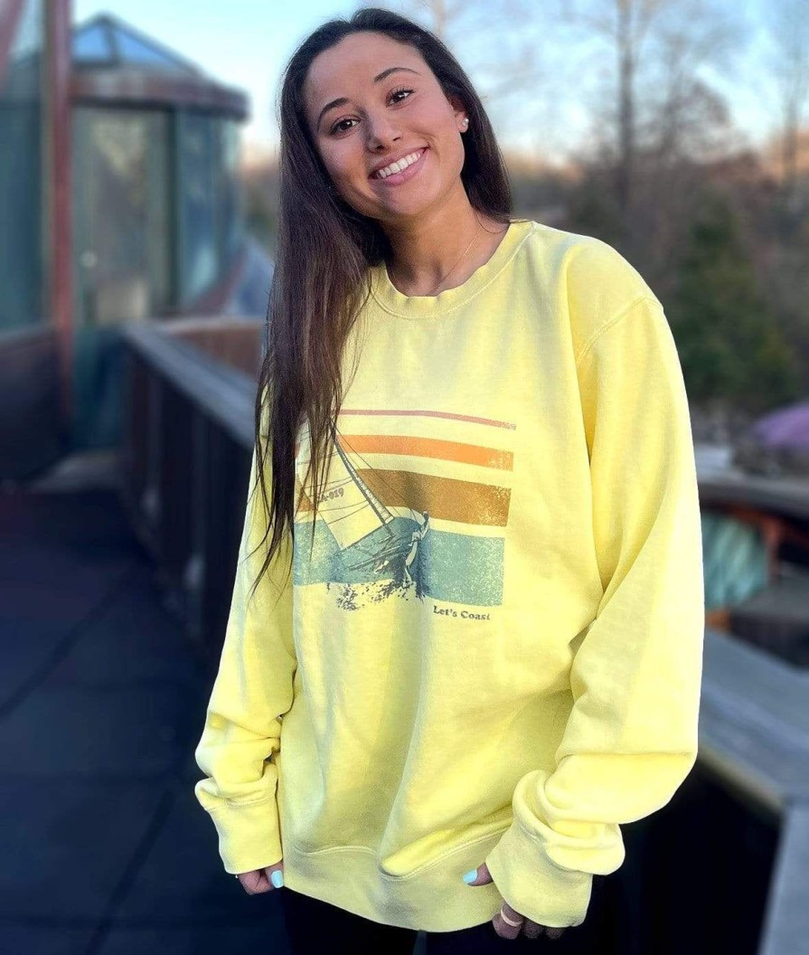 Nayked Apparel Women'S Ridiculously Soft Oversized Pigment-Dyed Graphic Sweatshirt | Sailboat