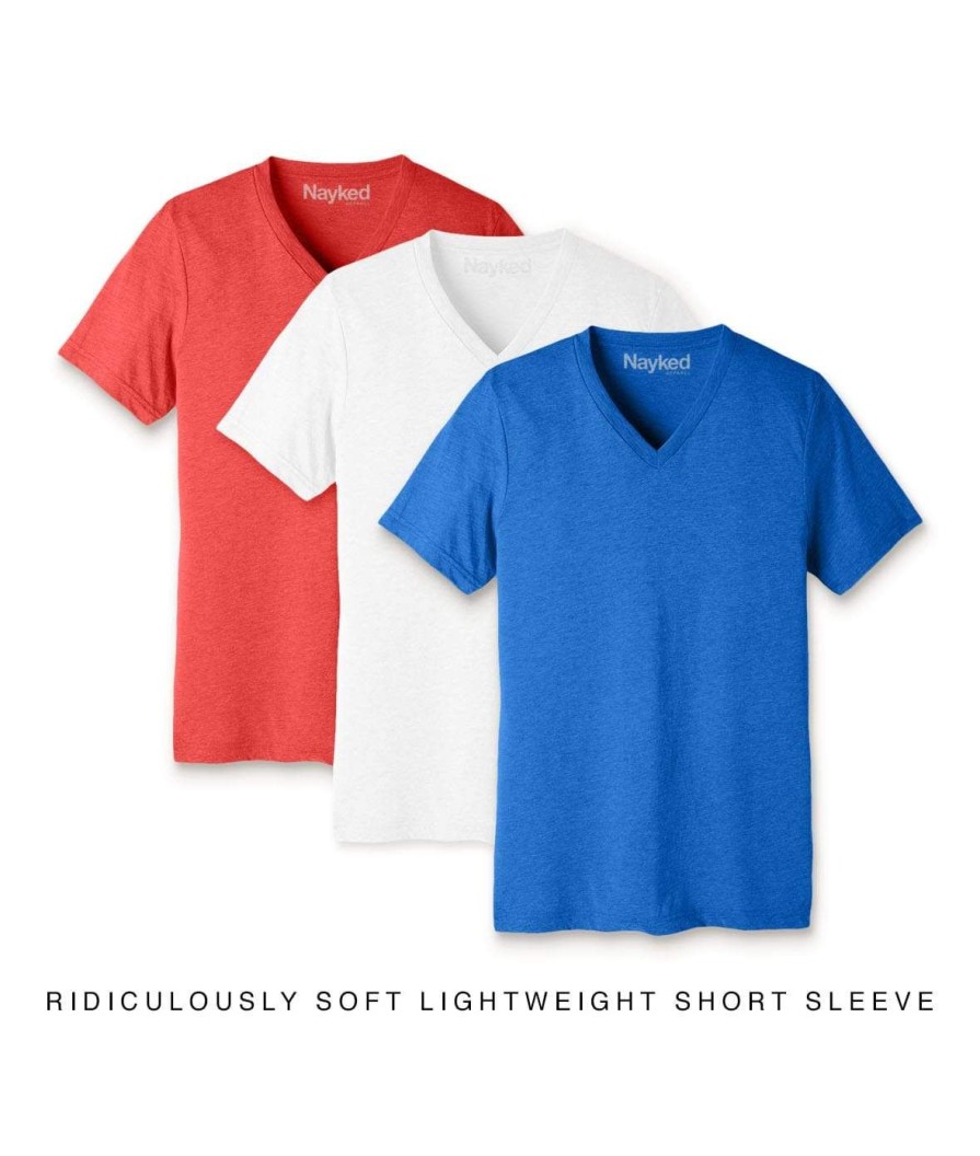 Nayked Apparel Men'S 3Pk Ridiculously Soft Lightweight V-Neck T-Shirt Favorites