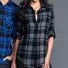 Nayked Apparel Women'S Ridiculously Soft Plaid Flannel Tunic Shirt