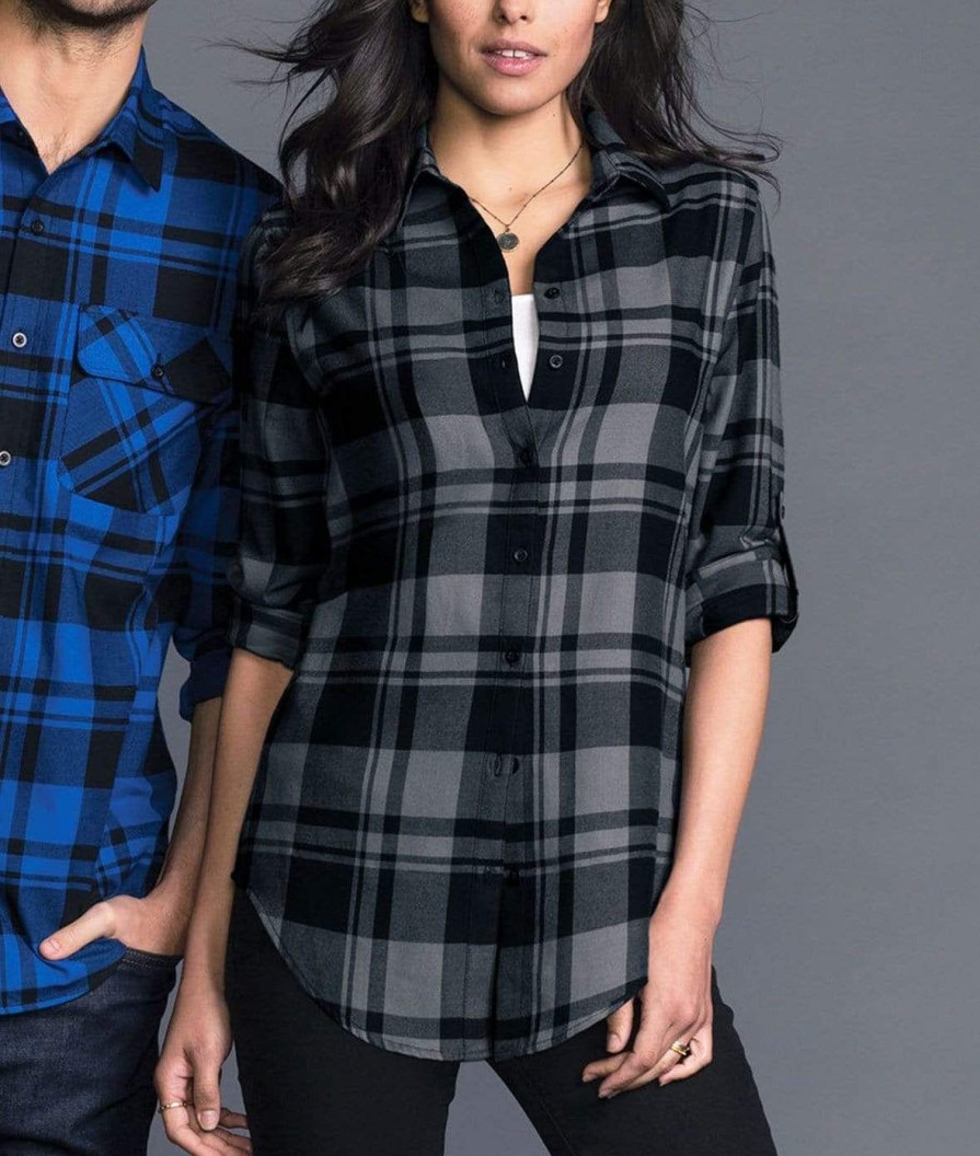 Nayked Apparel Women'S Ridiculously Soft Plaid Flannel Tunic Shirt