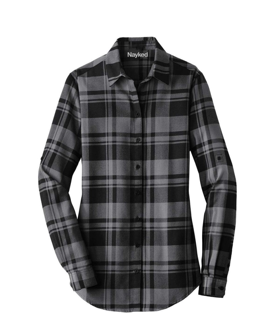 Nayked Apparel Women'S Ridiculously Soft Plaid Flannel Tunic Shirt