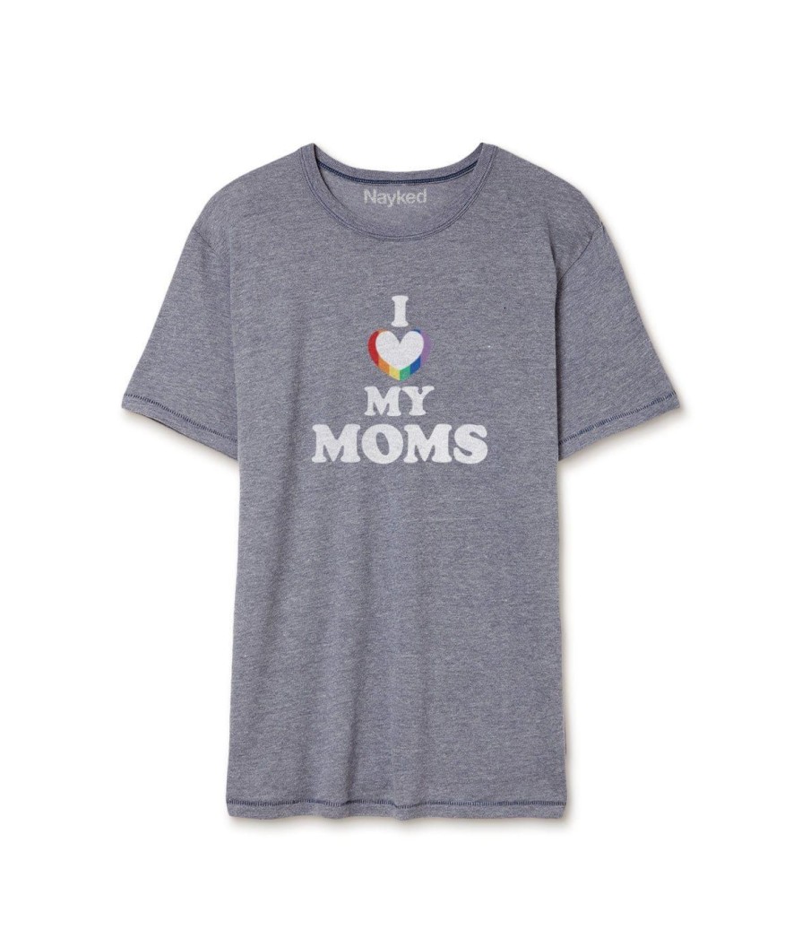 Nayked Apparel Men'S Ridiculously Soft Vintage Graphic T-Shirt | I Love My Moms