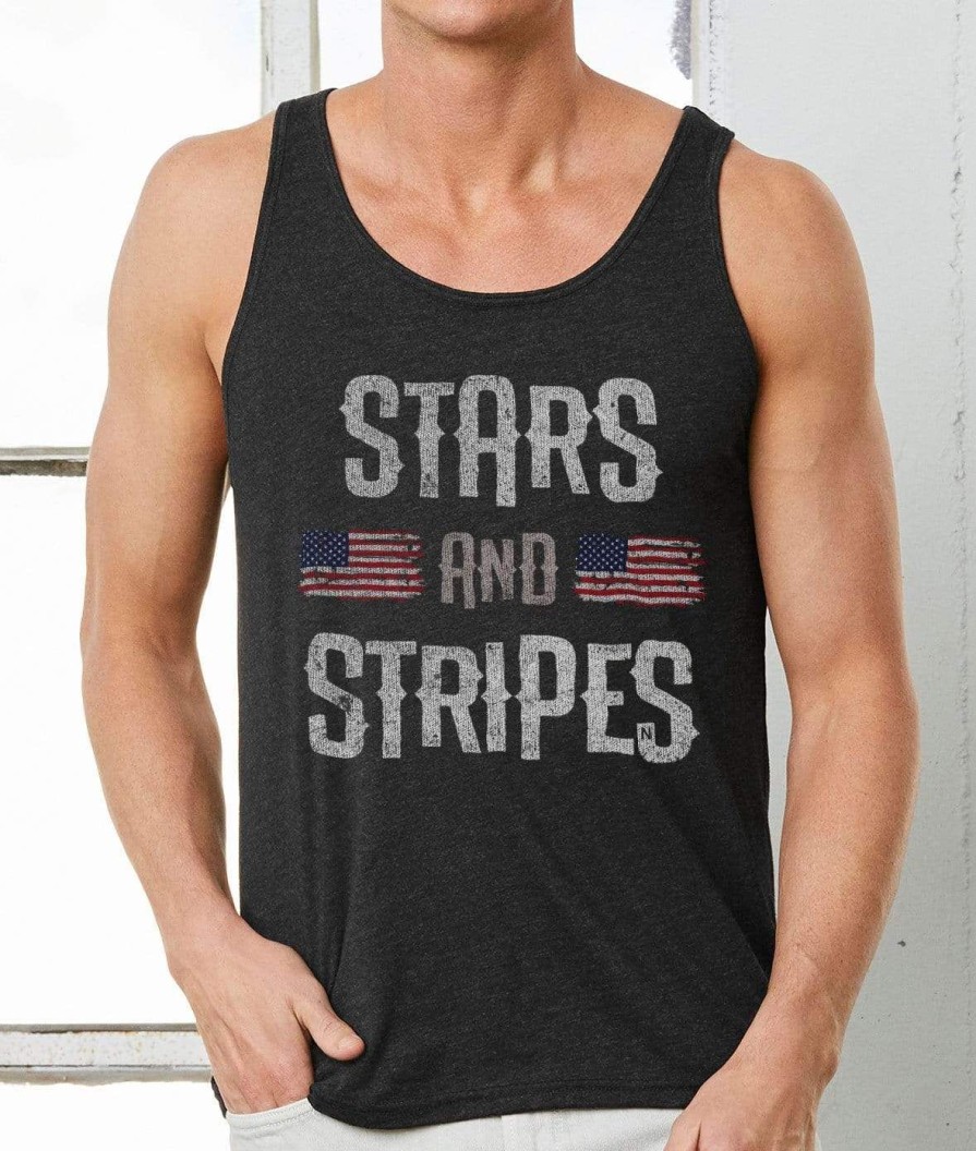 Nayked Apparel Men'S Ridiculously Soft Lightweight Graphic Tank | Stars & Stripes