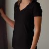 Nayked Apparel Women'S Ridiculously Soft Midweight V-Neck T-Shirt