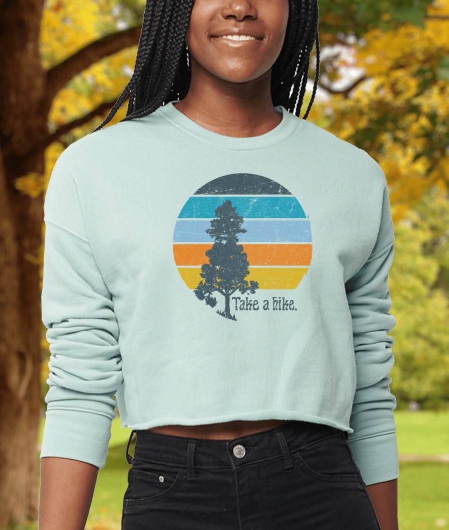 Nayked Apparel Women'S Ridiculously Soft Cropped Graphic Pullover Sweatshirt | Take A Hike