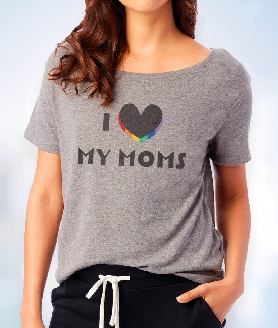 Nayked Apparel Women'S Ridiculously Soft Vintage Oversized Graphic Tee | I Love My Moms