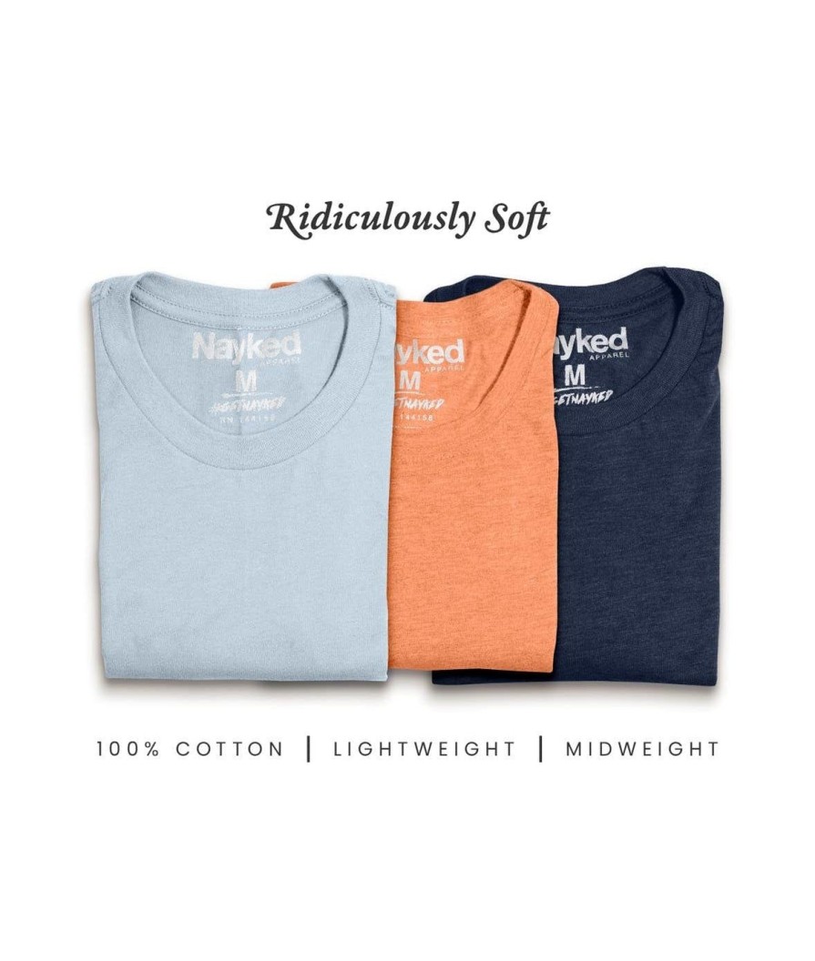 Nayked Apparel Men'S 3Pk Tri-Nayked Short Sleeve Crew Neck T-Shirts